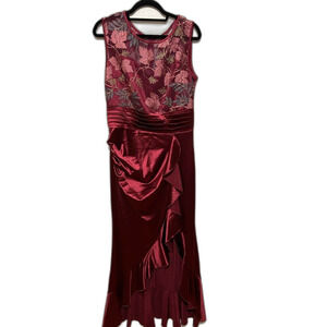 NWT VFSHOW Prom Formal Maxi Dress Ruched Ruffle High Split Evening Gown sz Large